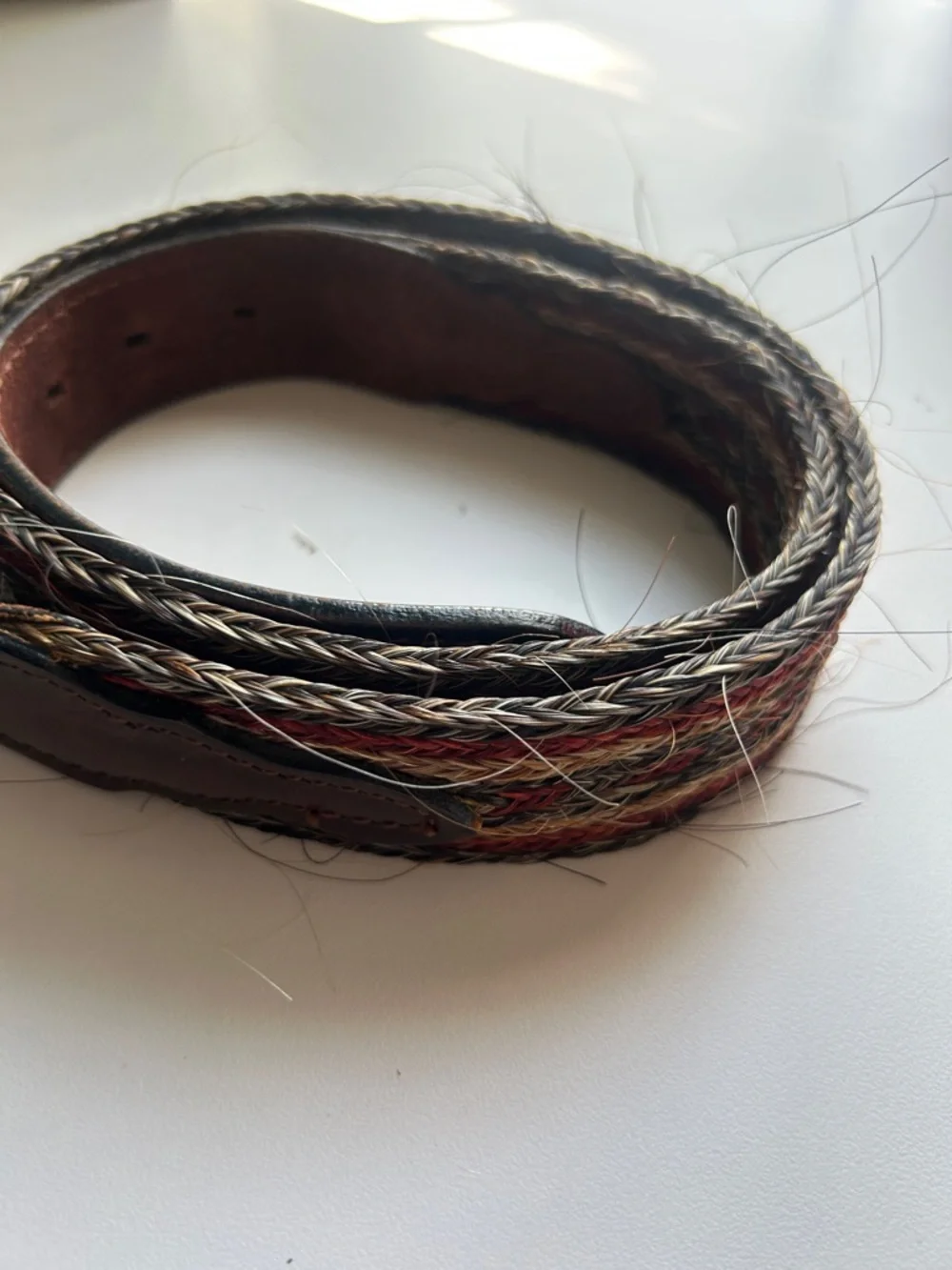 Authentic USA made Braided Horse Hair with Leather Belt men's size 34 western